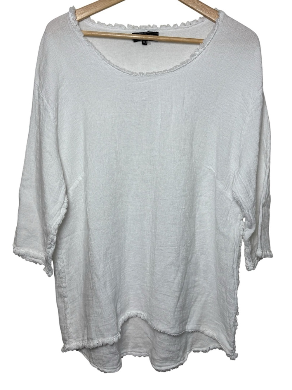 Flora Ashley Shirt Women XL White Linen Cotton Gauze Coastal Top Made Italy NWOT